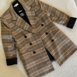 Plaid Double-Breasted Blazer NWOT